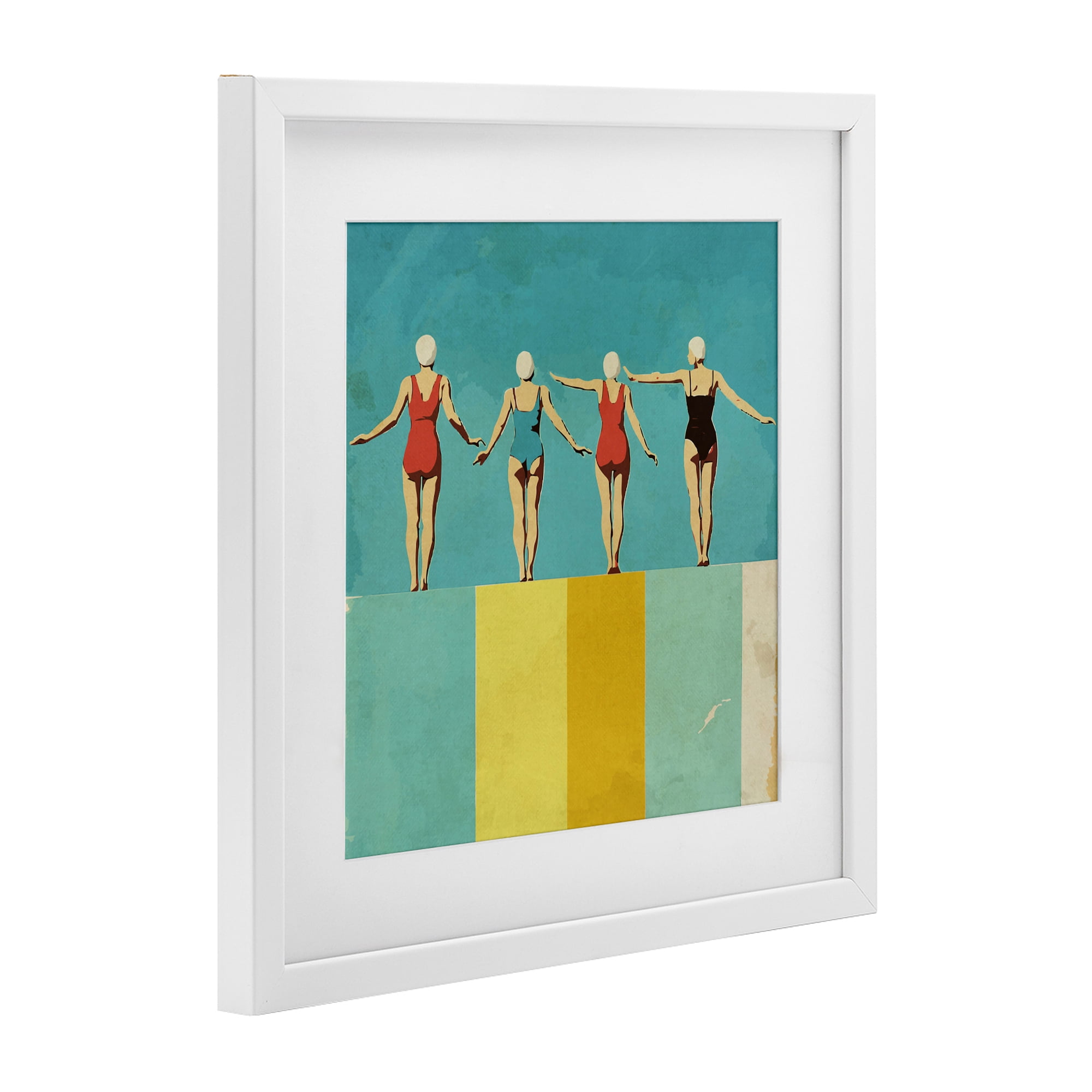 Stupell Industries Four Figures on the Pool White Framed Print Under Glass, design by Layla Oz