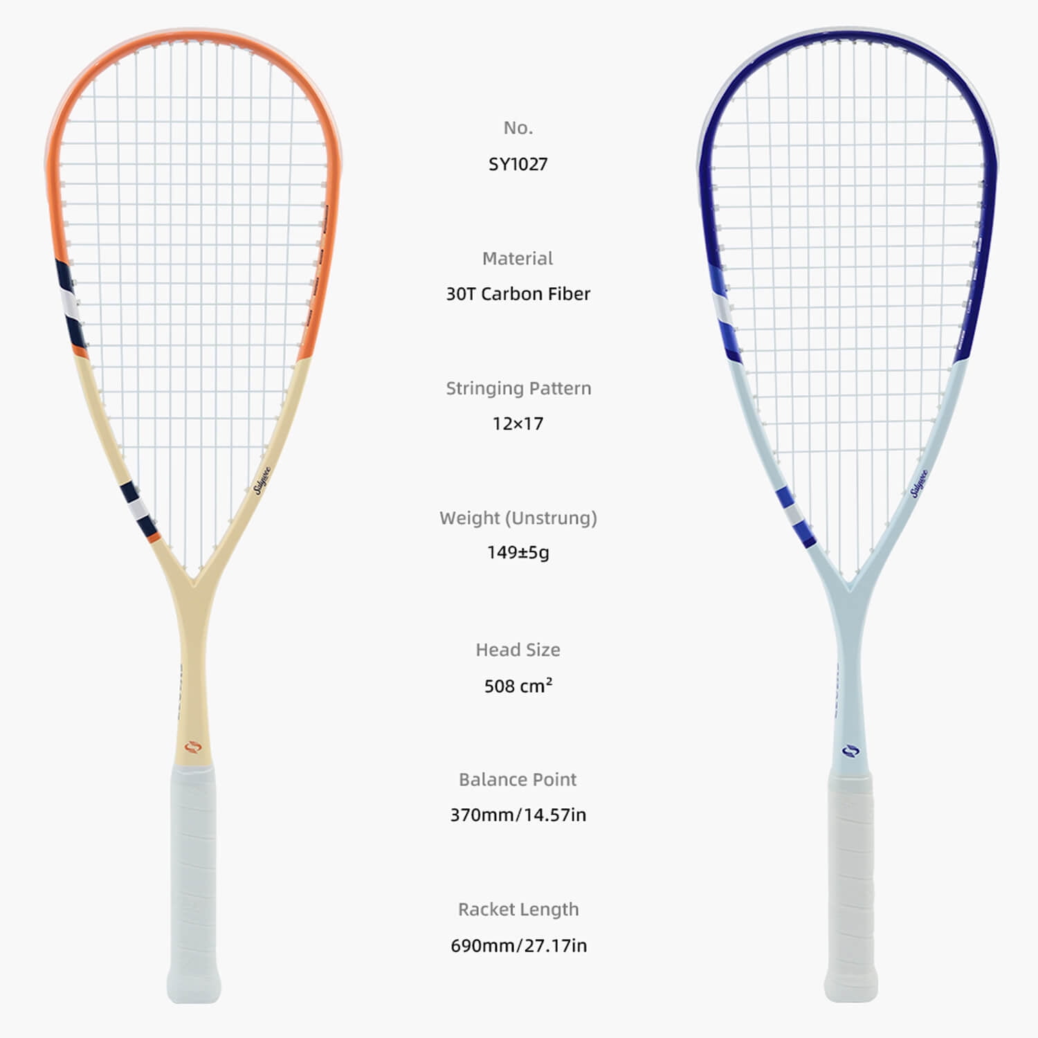 SALYWEE SKY.X Pro-Grade 30T Full Carbon Squash Racket Set | 149g Ultra-Light+3D Textured Design | 12x17 String Pattern | Anti-Twist Frame | Racket Bag, Shock Absorber, 2 Grip Tapes - Premium Blue
