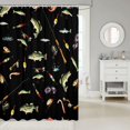 thumbnail image 2 of Manfei Rustic Pike Fish Shower Curtain 72Wx84L, Cartoon Fishing Gear Bathroom Shower Curtain, Black, 2 of 5