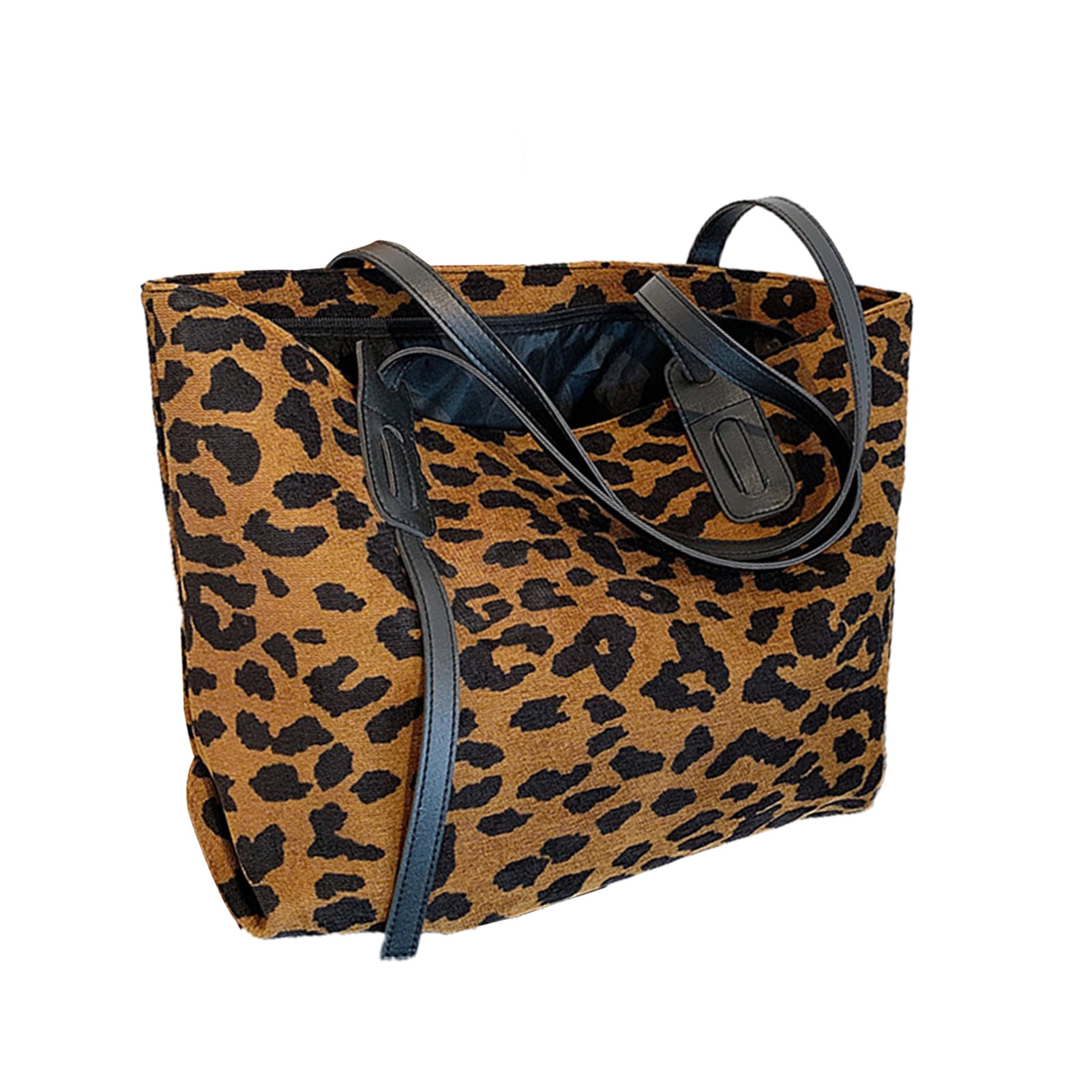 Leopard Print Real Leather Single Shoulder Bag Tote Bag Handbag Large Purse 