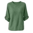 thumbnail image 5 of Cilsoka Womens Tops Summer Fall 3/4 Length Sleeve Waffle Knit T Shirts for Women Crewneck Casual Loose Fit Solid Color Tee Blouses, 5 of 6