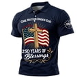 thumbnail image 2 of Men's US 250th Anniversary Polo Shirt with One Nation Under God and Cross Flag Print Featuring Classic Collar and Short Sleeves&nbsp; Navy XXXL, 2 of 5