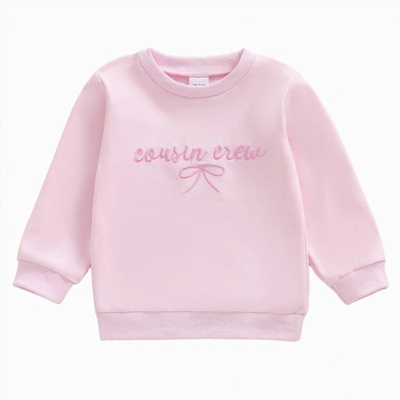 Xyant Cousin Crew Matching Outfit Kids Newborn Baby Girl Bubble Romper Long Sleeve Toddler Girl Sweatshirt Fall Winter Clothes (Pink,18-24 Months)