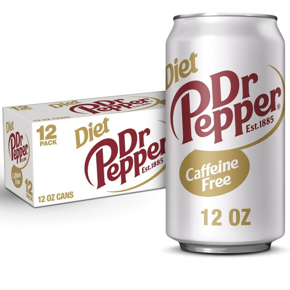 Diet Dr Pepper Caffeine Free Soda Pop, 12 fl oz, 12 Pack Cans