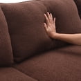 thumbnail image 6 of EUROCO 92" Modern L-Shape  Sofa Couch, Teddy Velvet 4 seat Sectional Sofa with Storage Ottoman,3 pillows and Charging Ports, Interior Furniture for Living Room, Apartment, Brown, 6 of 11