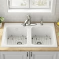 thumbnail image 5 of American Standard Quince Drop-in Cast Iron 33 in. 4-Hole Double Bowl Kitchen Sink in Brilliant White, 5 of 7