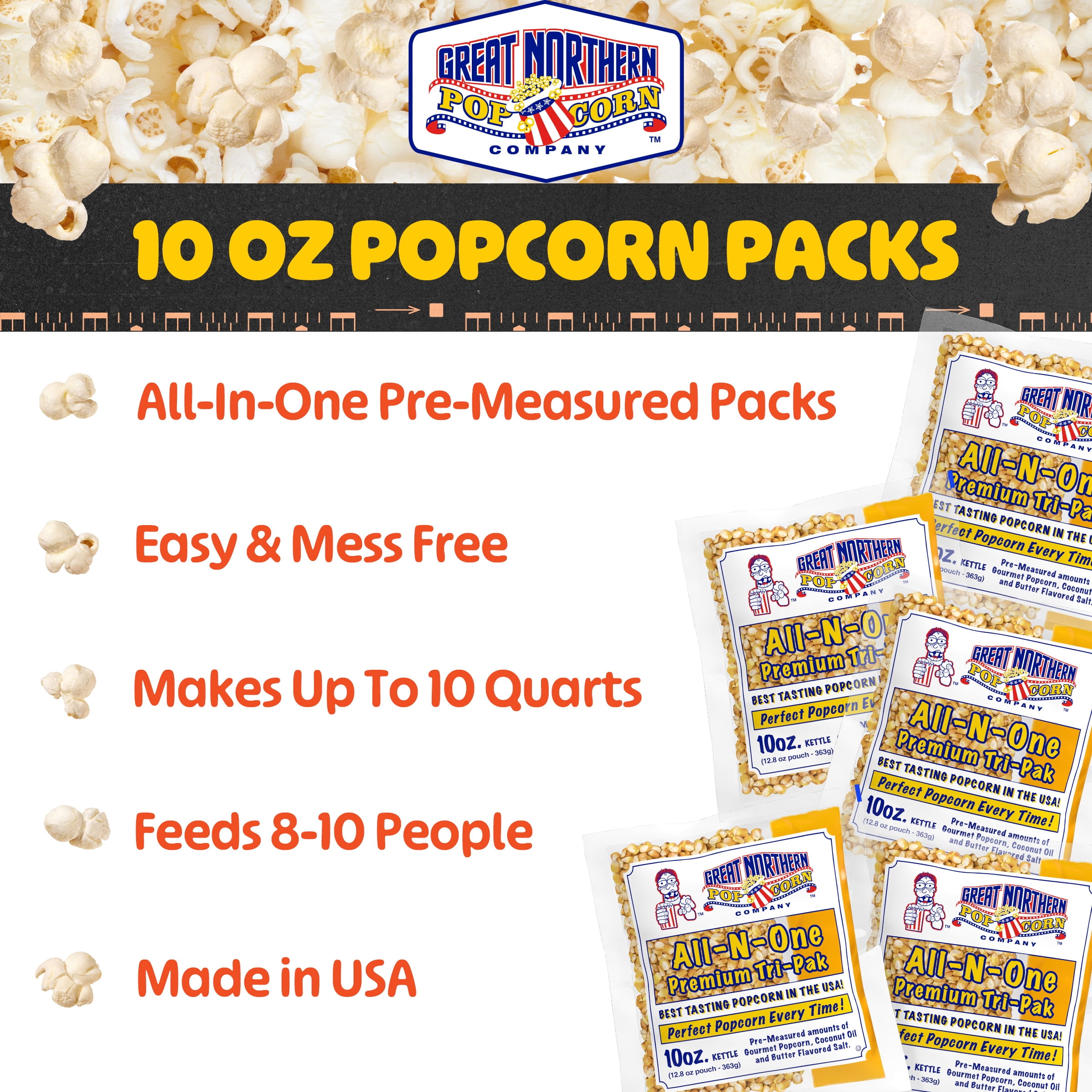 All-in-One 10oz Popcorn Kernel Packs, 24 Case