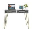 Novogratz Athena Computer Desk with Storage, White Marble