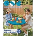 thumbnail image 6 of decorUhome Round Stretch Spandex Tablecloth, Washable Reusable Table Cover for 57"-68" Tables, Waterproof Fitted Table Cloth for Party, Picnic, Turquoise, 6 of 10