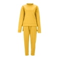 thumbnail image 4 of Kcodviy Women's Plus Size Loose Rompers with Train for Women Solid Color Top with Women Work Suit Set Long Sleeves Fleece Lined Mike Pants Women Casual Suit, 4 of 8