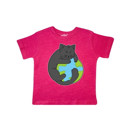 

Inktastic Black Cat Hugging the Earth Climate Change Awareness Gift Toddler Boy or Toddler Girl T-Shirt