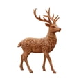 thumbnail image 2 of Wood Carved Style Christmas Reindeer Resin Figurine, Vintage Filigree Deer Statue with Wood Grain Finish, Festive Tabletop Mantel Holiday Decoration for Home Christmas Display and Gift, 2 of 7