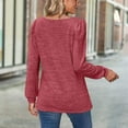 thumbnail image 4 of Women Square Neck Long Sleeve Blouses Solid Color Simple Comfy T Shirts Casual Basic Lightweight Pullover Tunic Tops, 4 of 5