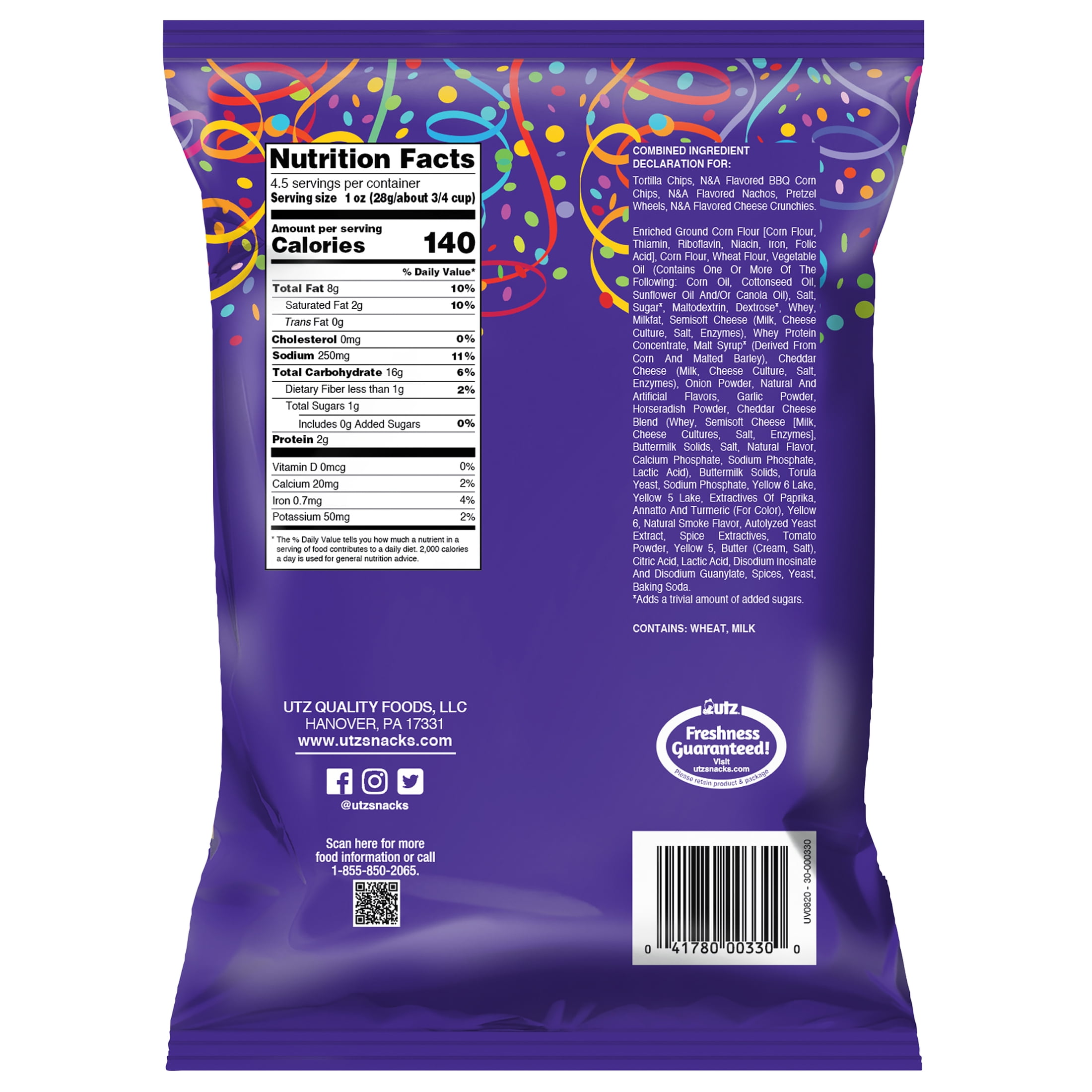 Utz Party Mix, 4.5 oz Bag