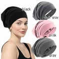 thumbnail image 2 of Silk Satin Sleep Cap Bonnet Hair Cover for Sleeping Silk Lined Beanie Hat for Natural Curly Hair Adjustable Night Cap - Gray, 2 of 7