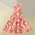 thumbnail image 2 of LWavelet Valentine's 2026 Spaghetti Strap Pink-White Stripe Dress for Women, Red-Pink Heart Pattern Fitted Waist Flared Sundresses Vermilion S, 2 of 4