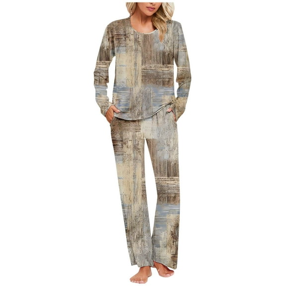 Tnhcen Cute Pajama Sets for Women Long Sleeve Lounge Top and Cozy Bottom Pant Nightwear Set Homewear S-3XL