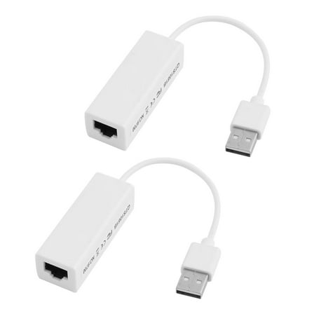 2pcs PC USB 2.0 to RJ45 Gigabit Ethernet Adapter Converter LAN Connecter White