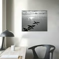 thumbnail image 3 of Nawypu  Black White Tropical Sea Sand Beach Picture Canvas Print Ocean Wave Shell Starfish Poster Printed Painting Retro Nature Seascape Wall Art Decor Framed for Living Room Home Decoration, 3 of 4