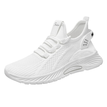 Fauean Sneakers for Women Round Toe Lace up Casual Sneakers Breathable Fitness Walking Shoes White Size 40