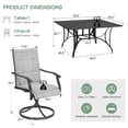 thumbnail image 3 of BUPPLEE 9-Piece Outdoor Dining Set for 8 with Swivel Chairs, Square Metal Table with Umbrella Hole for Patio, Deck and Backyard, 3 of 7
