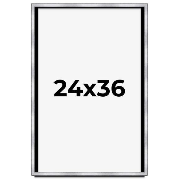 24x36 Shadow Box Frame Silver | 1.375 Inches Deep Real Wood Contemporary Shadowbox Display Frame |
