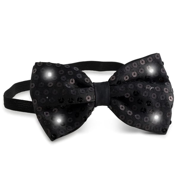 Luces LED parpadeantes Bowtie Dress Up America, color negro con lentejuelas