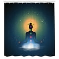 thumbnail image 3 of Yoga Shower Curtain, Meditating Silhouette Sitting in Lotus Position Colorful Chakras Trance Mood Happiness, Fabric Bathroom Set with Hooks, 69W X 84L Inches Extra Long, Multicolor, by Ambesonne, 3 of 3
