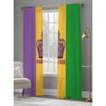 thumbnail image 4 of Mardi Gras Sheer Curtains 2 Panels Set Carnival Crown Purple Gold Green Sheer Window Curtains Light Filtering Rod Pocket Voile Drapes for Bedroom Living Room 52"X84", 4 of 8