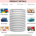 thumbnail image 3 of NOTIVIBE Collapsible Laundry Hamper Basket, Waterproof Fabric Storage Basket Gift Bag with Handles, Large Capacity Clothes Organizer for Bedroom, Nursery, Bathroom, Kids Room,Gray Stripes, 3 of 6