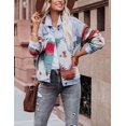thumbnail image 3 of HSHDLDF Women's Aztec Denim Jacket Distressed Lapel Long Sleeve Vintage Button Down Denim Jacket Shacket, 3 of 5