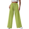 thumbnail image 4 of PWPSG High Waist Drawstring Pleated Wide Leg Casual Pants, Breathable Comfort Trousers for Daily Commute & Trendy Work Outfits Green XXL, 4 of 6