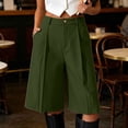 thumbnail image 7 of Karymi Women's Pants High Waist Bermuda Shorts, Pleated Wide Leg Dressy Shorts with Pockets, Casual Tailored Knee-Length Suit Shorts Jean Shorts, 7 of 7
