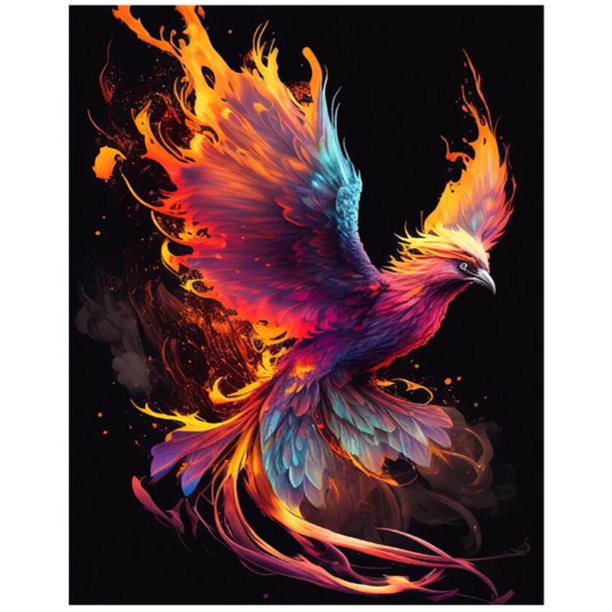 New Arrival Diamond Embroidery Flame Phoenix 5D Diy Diamond Painting Mythological Animal Square Round Mosaic Cross Stitch EE3224square 40X50cm Gao Jinjia LED