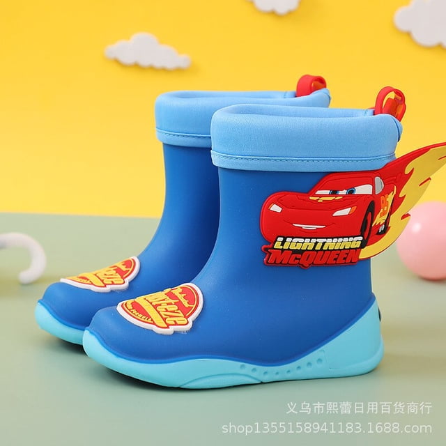 Zapatos de lluvia para niños de Disney, botas de lluvia impermeables cálidas de algodón desmontables para invierno, bonitos zapatos de agua antideslizantes para bebés, plantilla 200 de 20cm Gao Jinjia LED