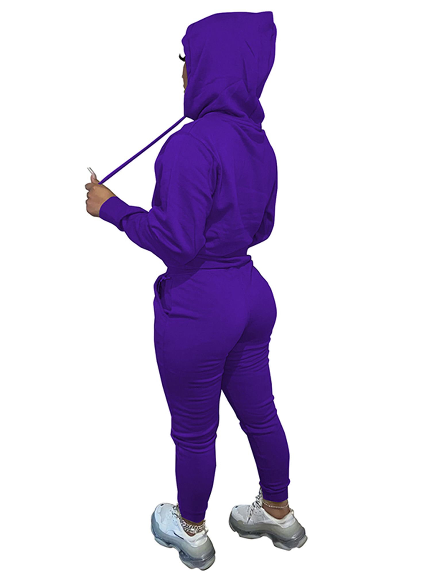 Buy Girls Purple Solid Hooded Full Sleeve Tracksuit Online in