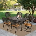 thumbnail image 7 of MEETWARM 7-Piece Outdoor Patio Dining Set, All-Weather Cast Aluminum Patio Conversation Set with 4 Stationary, 2 Swivel Rocker Chairs, 1 Rectangular Table, 6 Cushions, 2" Umbrella Hole, 7 of 7