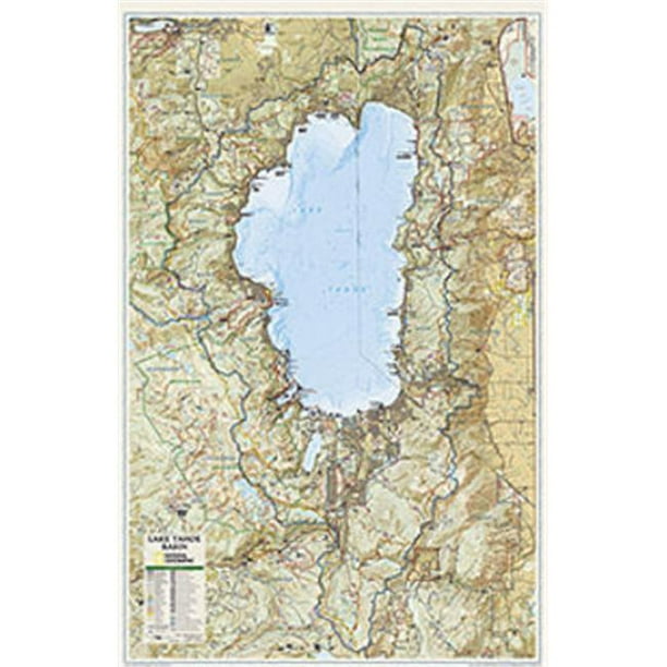 National Geographic Cartes RE01020455 Lac Tahoe Bassin Laminé