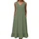 thumbnail image 1 of TaTaai Women's V-Neck Maxi Dress Sleeveless Linen Feel Solid Color Casual Pocket Detail Slip Dress Loose Fit Summer Dress Gift, 1 of 5