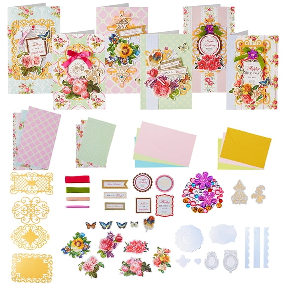Handmade Greeting Card Making Kits Thank You Card Set Flowers Theme Paper Envelopes Cards Stickers Christmas Thanksgiving Mother's Day