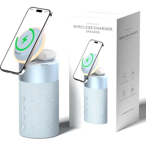 KUANGXIANG Bluetooth Speaker with Magnetic Phone Charging Stand, Blue