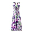 thumbnail image 4 of IROINNID Women's Sleeveless A-Line Dress Round Neckline Maxi Dress Casual Multicolor Ruffle Beach Sling Dress Regular Print Dress, 4 of 5