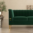 thumbnail image 4 of Holaki 84.2" Elegant 3 Seat Velvet Tuxedo Arm Sofa with Tufted Buckles and Metal legs, Green, 4 of 9