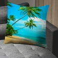 thumbnail image 5 of Throw Pillow Cover Beautiful Tropical Beach with Palm Tree Home Decor Pillowcase for Sofa 18x18 Inches, 5 of 6