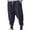 B-Navy, variant on Wyobmus Men's Cotton Linen Harem Pants Drawstring Casual Cropped Trousers Lightweight Loose Beach Tapered Pants With Pockets A-Black