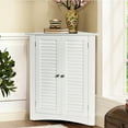 thumbnail image 4 of Costway Corner Storage Cabinet Freestanding Floor Cabinet Bathroom w/ Shutter Door White, 4 of 12