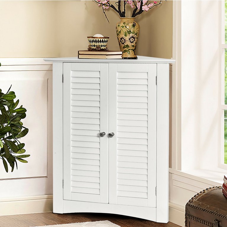Costway Freestanding Corner Bathroom Storage Cabinet with
