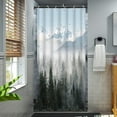thumbnail image 2 of Stall Gray Misty Forest Shower Curtain Grey Nature Foggy Tree Mountain Shower Curtains for Bathroom Waterproof Fabric Woodland Decorative Modern Black Bath Curtain Decor (Dark2, 36" x 72"), 2 of 6