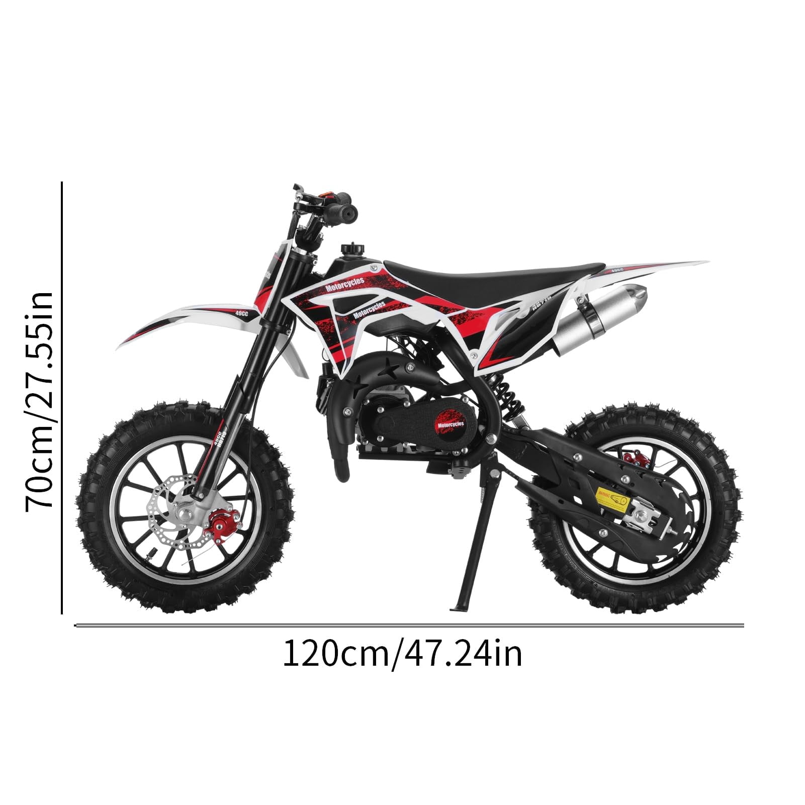 Xinwanna 50cc Kids Dirt Bike, Upgraded 2-Stroke Gas Powered Dirt Bike with Front Rear Disc Brakes, Off-Road Tires, Shock Absorption, Soft Seat Cushion, Dirtbikes Load Capacity Up to 330LBS