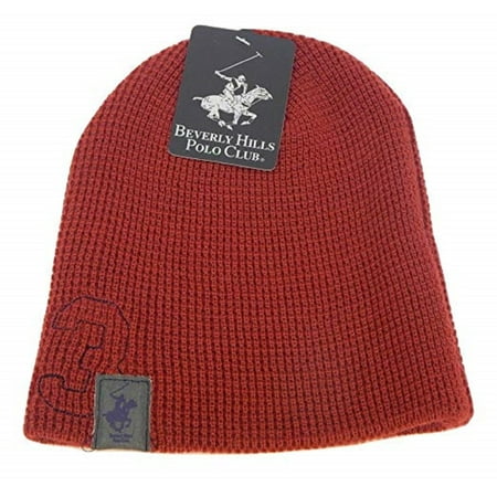 Beverly Hills Polo Club Beanie Hats, Unisex Knit Caps, Beanie Hat Skull Cap for Adult Men and Women (Uncuff Texture Red)